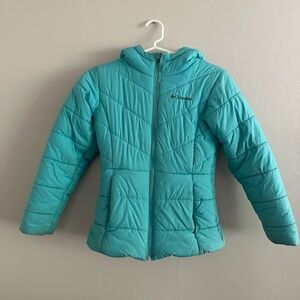 GIRLS - JACKET - COLUMBIA JACKET - SIZE M - TEAL / LIGHT BLUE - WINTER JACKET
